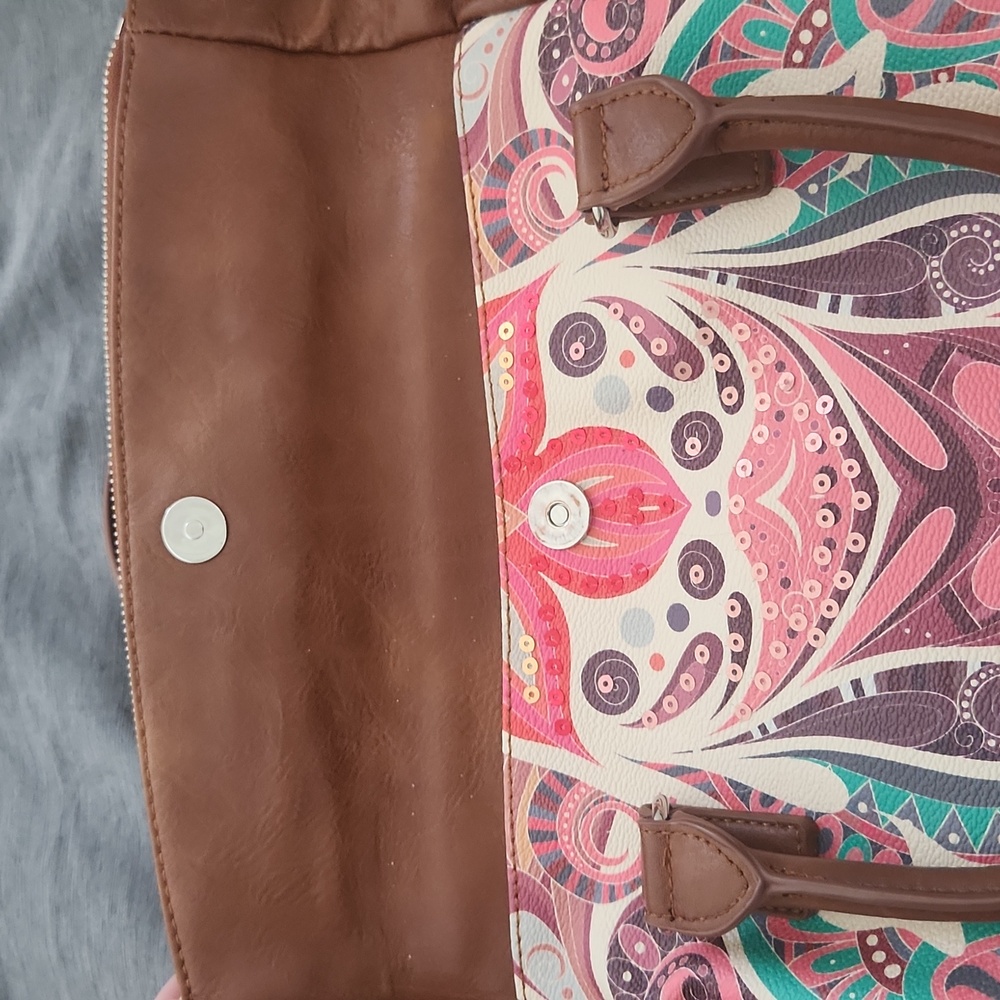 Desigual Pink and Brown Patterned Satchel - Picture 6 of 7